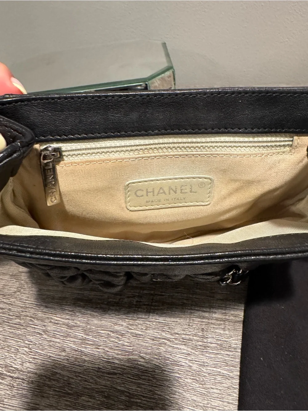 CHANEL Black Quilted Mini Crossbody with Silver Chain